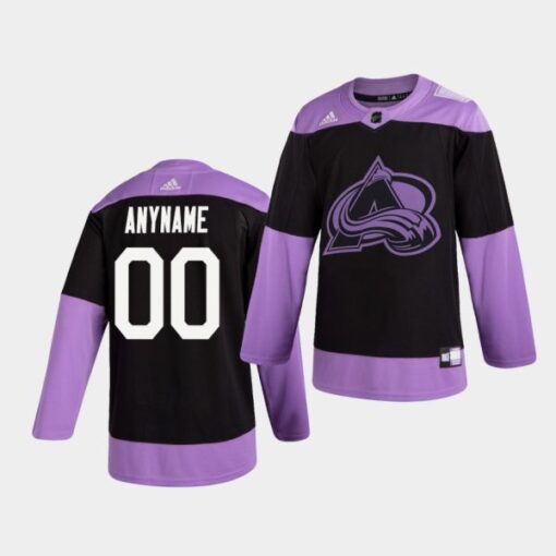 Colorado Avalanche Custom Hockey Fights Cancer Practice Black Jersey
