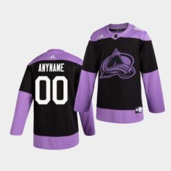 Colorado Avalanche Custom Hockey Fights Cancer Practice Black Jersey