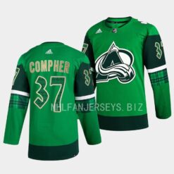 Colorado Avalanche J.T. Compher 2023 St. Patricks Day Green Jersey