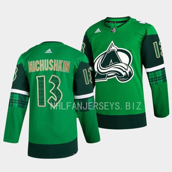 Colorado Avalanche Valeri Nichushkin 2023 St. Patricks Day Green Jersey Colorado Avalanche Valeri Nichushkin 2023 St. Patricks Day Green Jersey