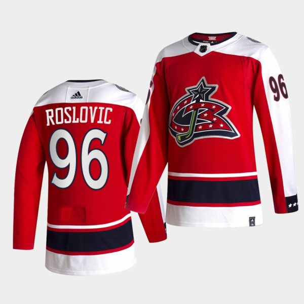 Columbus Blue Jackets Jack Roslovic Reverse Red Special Edition Jersey Columbus Blue Jackets Jack Roslovic Reverse Red Special Edition Jersey