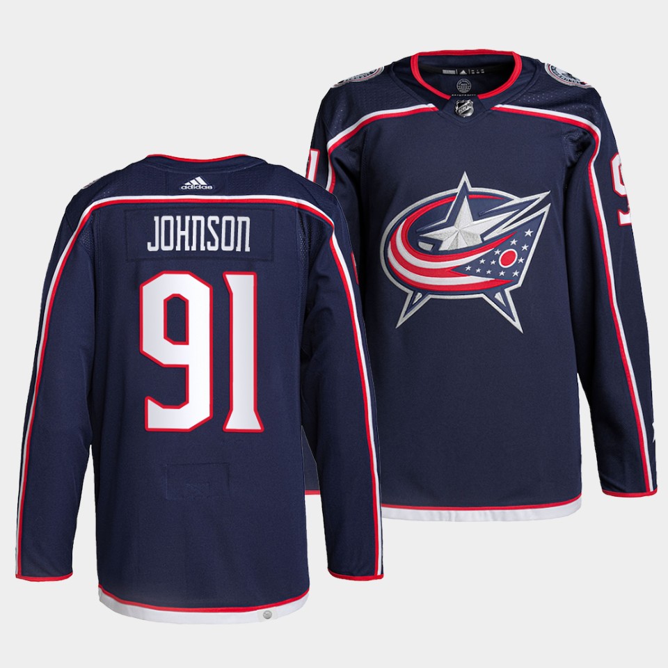 Columbus Blue Jackets Kent Johnson Home Navy Jersey Columbus Blue Jackets Kent Johnson Home Navy Jersey