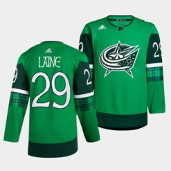 Columbus Blue Jackets Patrik Laine St. Patricks Day Green Jersey