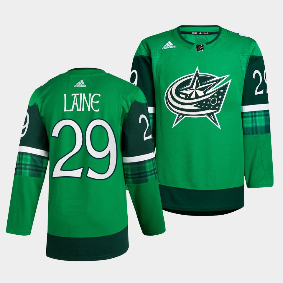 Columbus Blue Jackets Patrik Laine St. Patricks Day Green Jersey Columbus Blue Jackets Patrik Laine St. Patricks Day Green Jersey