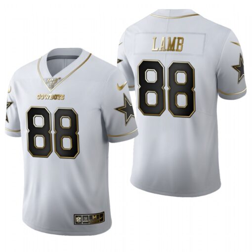 Dallas Cowboys CeeDee Lamb White Golden Limited Jersey