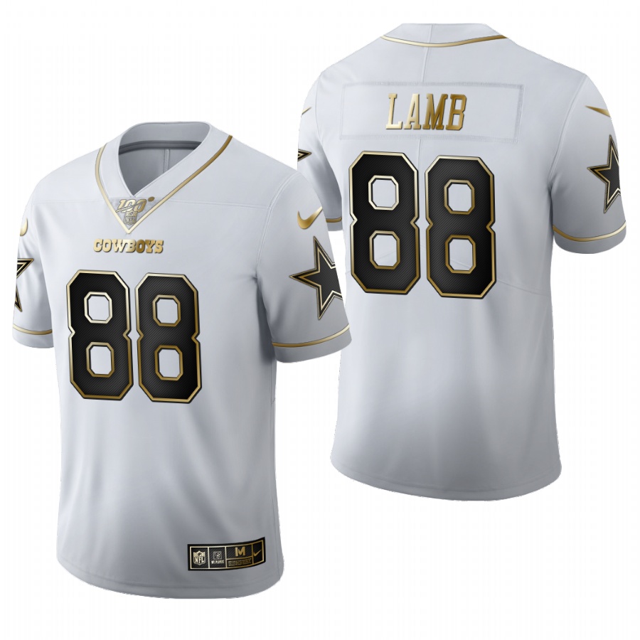Dallas Cowboys CeeDee Lamb White Golden Limited Jersey Dallas Cowboys CeeDee Lamb White Golden Limited Jersey