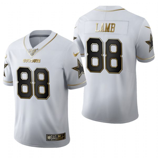 Dallas Cowboys CeeDee Lamb White Golden Limited Jersey Dallas Cowboys CeeDee Lamb White Golden Limited Jersey