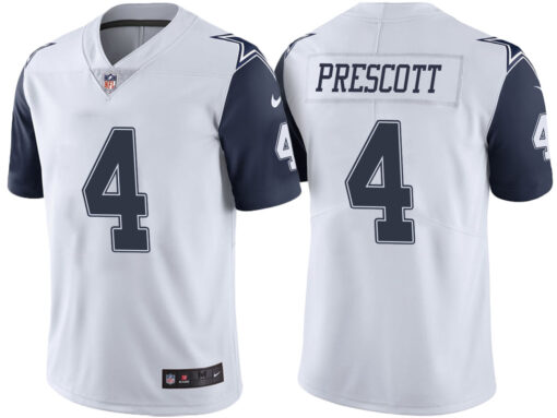 Dallas Cowboys Dak Prescott White Color Rush Limited Jersey