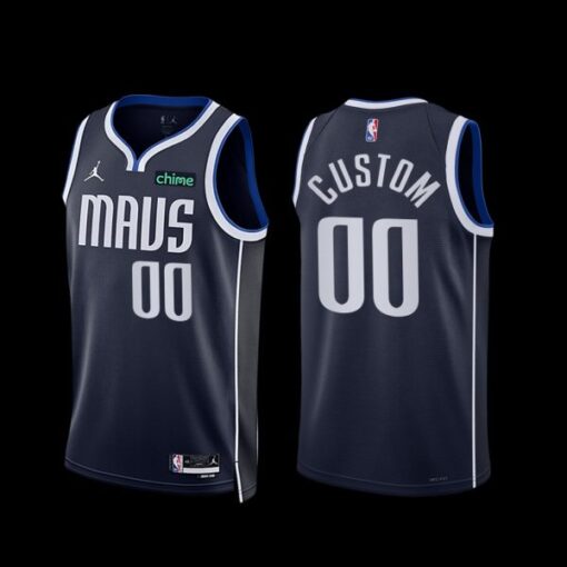 Dallas Mavericks Custom 2022-23 Statement Edition Jersey Navy