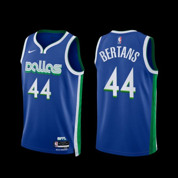 Dallas Mavericks Davis Bertans 2022-23 City Edition Jersey Blue Dallas Mavericks Davis Bertans 2022-23 City Edition Jersey Blue