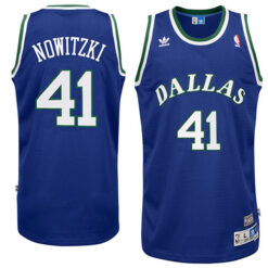 Dallas Mavericks Dirk Nowitzki Blue Throwback Jersey