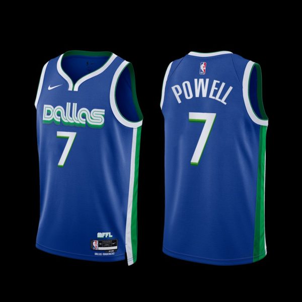 Dallas Mavericks Dwight Powell 2022-23 City Edition Jersey Blue Dallas Mavericks Dwight Powell 2022-23 City Edition Jersey Blue