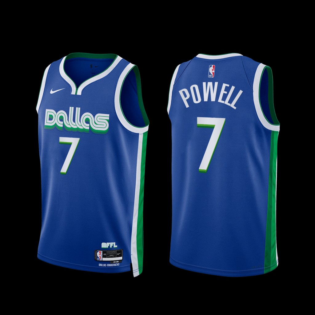 Dallas Mavericks Dwight Powell 2022-23 City Edition Jersey Blue Dallas Mavericks Dwight Powell 2022-23 City Edition Jersey Blue