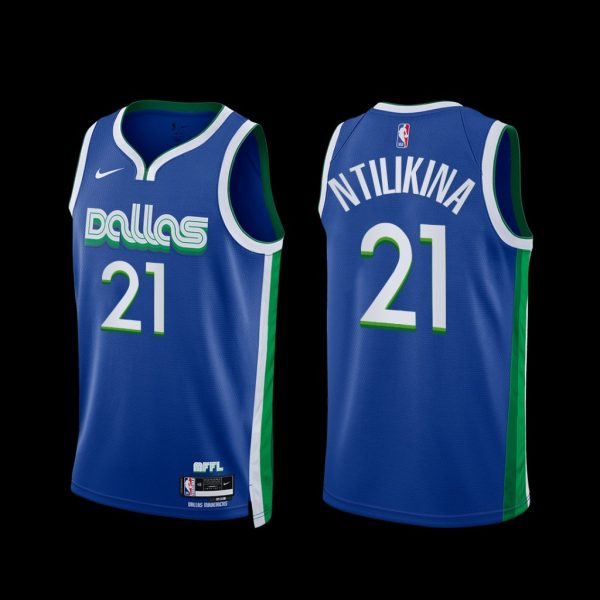 Dallas Mavericks Frank Ntilikina 2022-23 City Edition Jersey Blue Dallas Mavericks Frank Ntilikina 2022-23 City Edition Jersey Blue