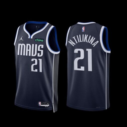 Dallas Mavericks Frank Ntilikina 2022-23 Navy Statement Edition Jersey