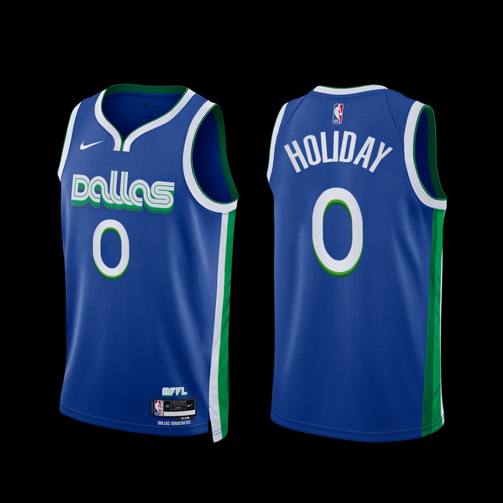 Dallas Mavericks Justin Holiday 2022-23 City Edition Jersey Blue Dallas Mavericks Justin Holiday 2022-23 City Edition Jersey Blue