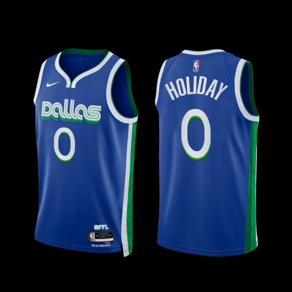 Dallas Mavericks Justin Holiday 2022-23 City Edition Jersey Blue Dallas Mavericks Justin Holiday 2022-23 City Edition Jersey Blue