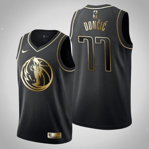 Dallas Mavericks Luka Doncic Black Golden Jersey