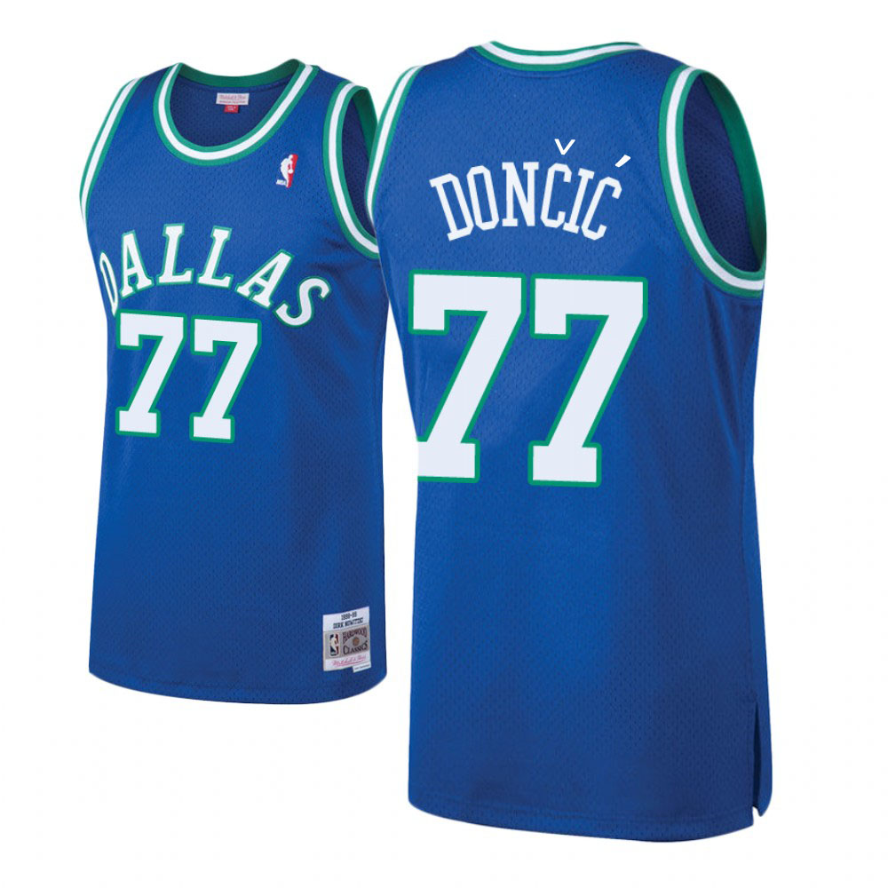 Dallas Mavericks Luka Doncic Blue Throwback Jersey Dallas Mavericks Luka Doncic Blue Throwback Jersey