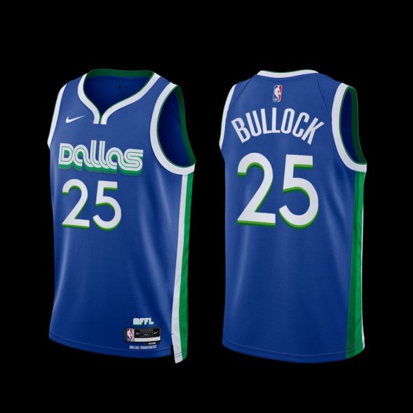 Dallas Mavericks Reggie Bullock 2022-23 City Edition Jersey Blue Dallas Mavericks Reggie Bullock 2022-23 City Edition Jersey Blue