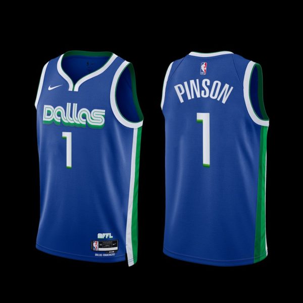 Dallas Mavericks Theo Pinson 2022-23 City Edition Jersey Blue Dallas Mavericks Theo Pinson 2022-23 City Edition Jersey Blue