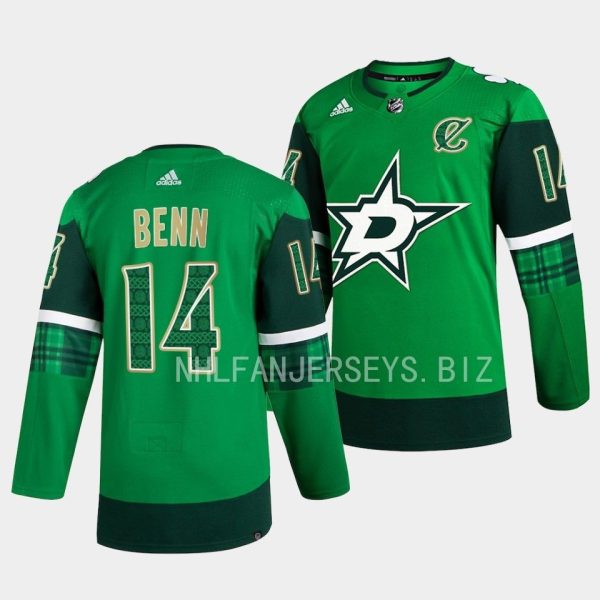 Dallas Stars Jamie Benn 2023 St. Patricks Day Green Jersey Dallas Stars Jamie Benn 2023 St. Patricks Day Green Jersey