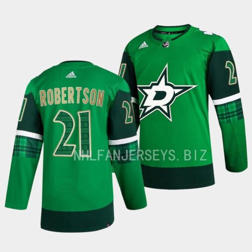 Dallas Stars Jason Robertson 2023 St. Patricks Day Green Jersey