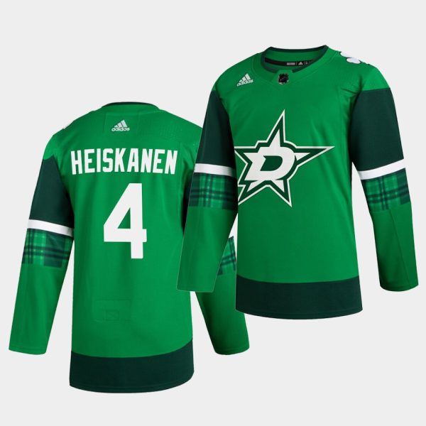Dallas Stars Miro Heiskanen St. Patrick's Day Player Green Jersey Dallas Stars Miro Heiskanen St. Patrick's Day Player Green Jersey