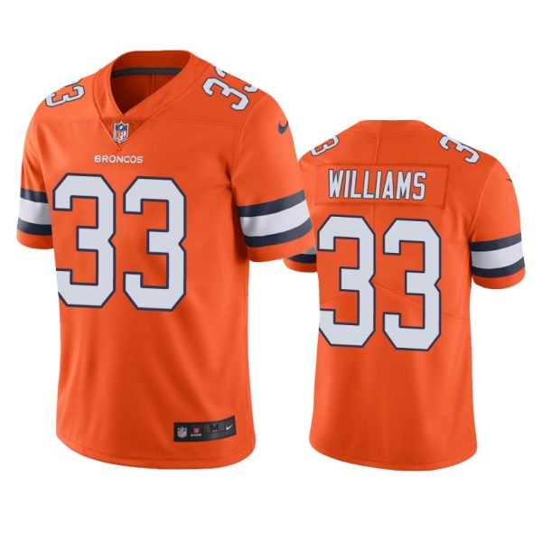 Denver Broncos Javonte Williams Orange Color Rush Limited Jersey Denver Broncos Javonte Williams Orange Color Rush Limited Jersey
