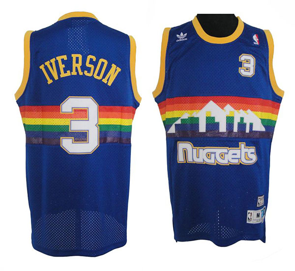 Denver Nuggets Allen Iverson Blue Throwback Jersey Denver Nuggets Allen Iverson Blue Throwback Jersey