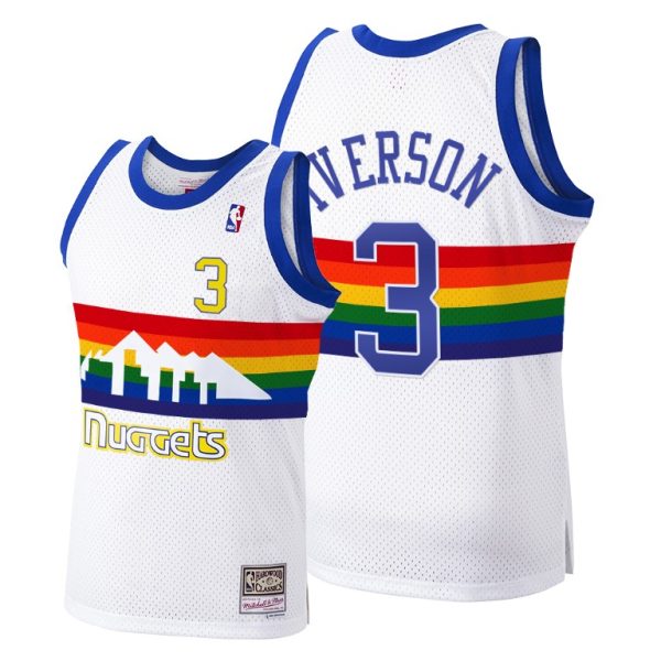 Denver Nuggets Allen Iverson White 1991 1992 Throwback Jersey Denver Nuggets Allen Iverson White 1991 1992 Throwback Jersey