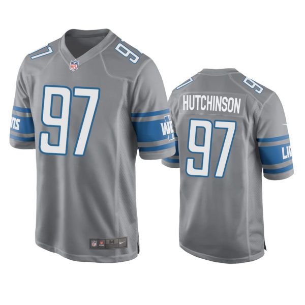 Detroit Lions Aidan Hutchinson Gray Color Rush Limited Jersey Detroit Lions Aidan Hutchinson Gray Color Rush Limited Jersey