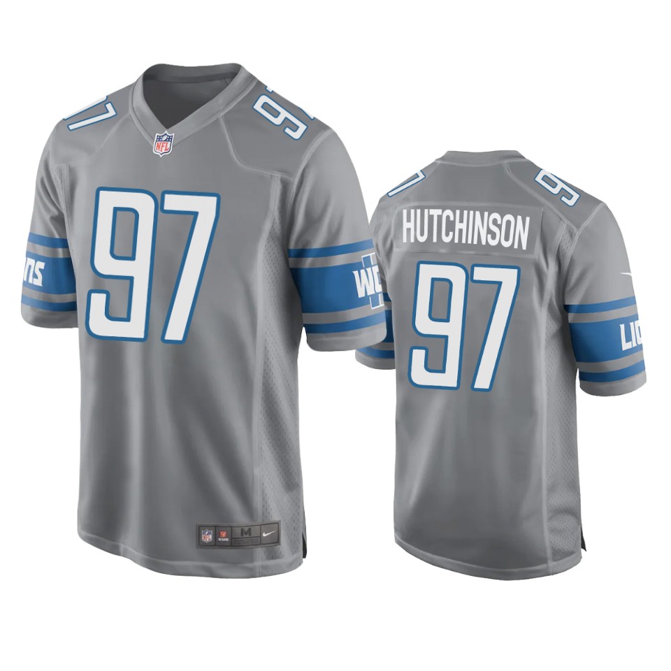Detroit Lions Aidan Hutchinson Gray Color Rush Limited Jersey Detroit Lions Aidan Hutchinson Gray Color Rush Limited Jersey