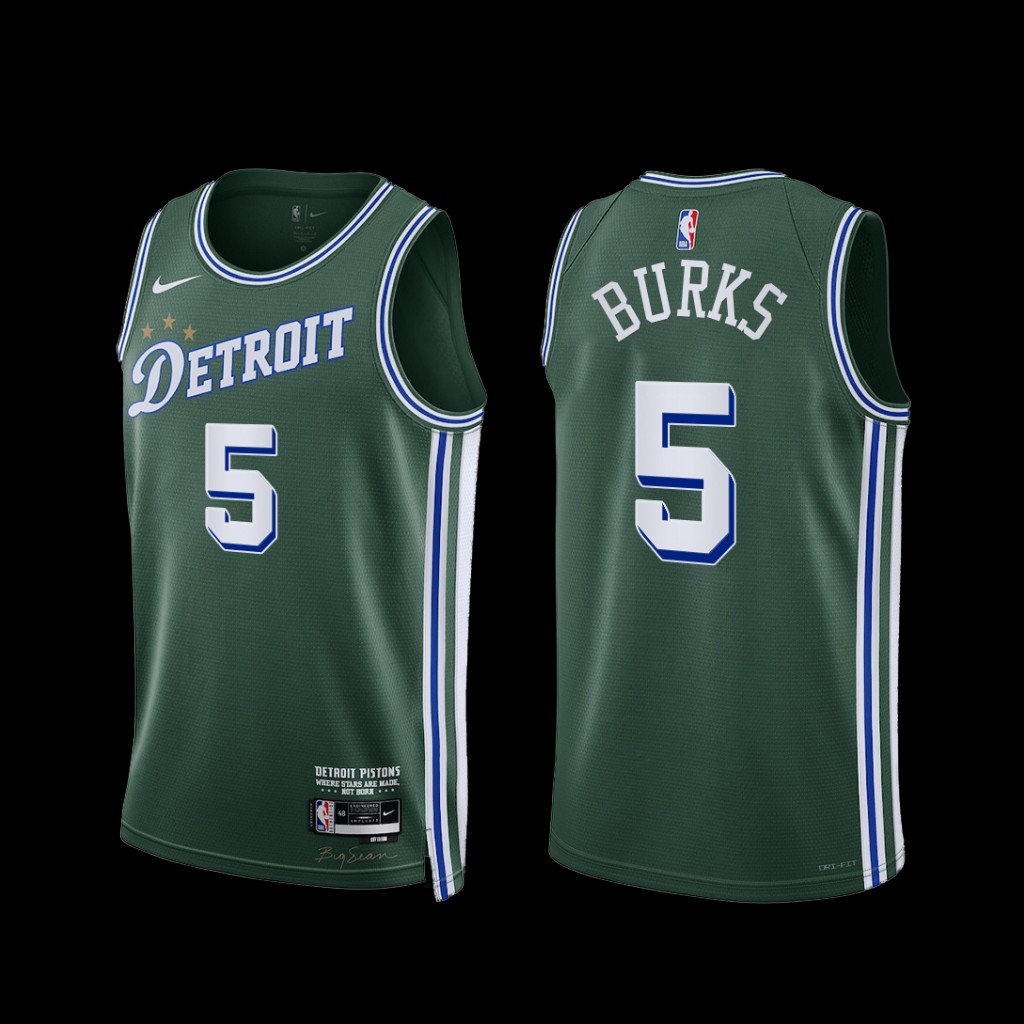 Detroit Pistons Alec Burks 2022-23 City Edition Jersey Green Detroit Pistons Alec Burks 2022-23 City Edition Jersey Green