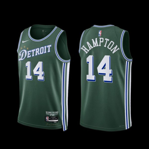 Detroit Pistons RJ Hampton 2022-23 City Edition Jersey Green Detroit Pistons RJ Hampton 2022-23 City Edition Jersey Green