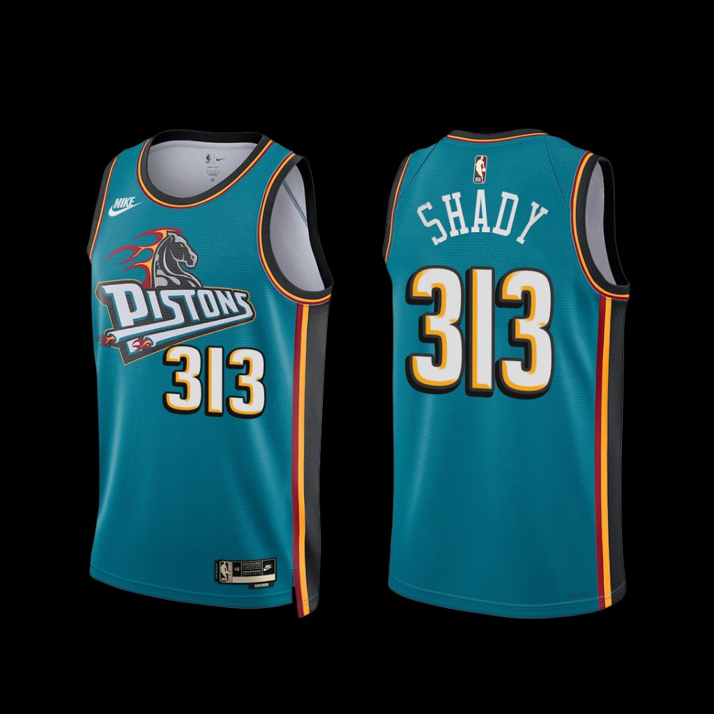 Detroit Pistons Shady 2022-23 Classic Edition Jersey Teal Detroit Pistons Shady 2022-23 Classic Edition Jersey Teal