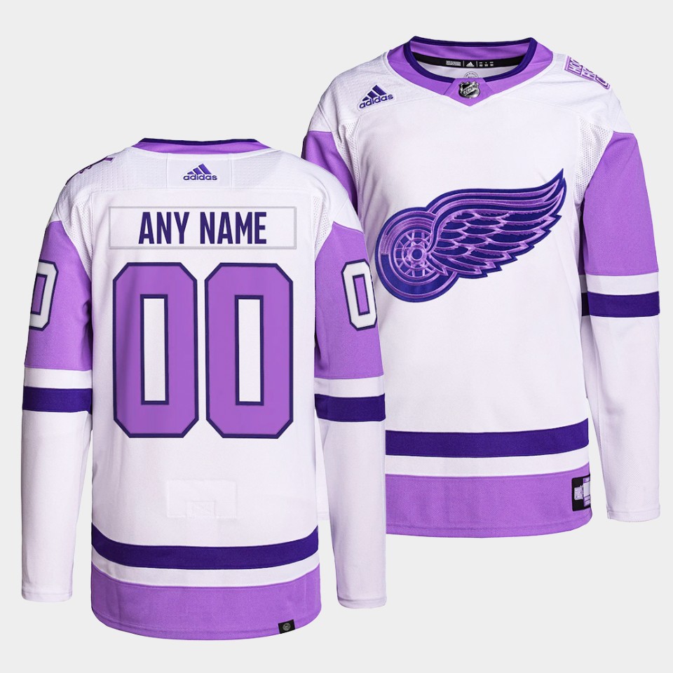 Detroit Red Wings Custom HockeyFightsCancer White Purple Jersey Detroit Red Wings Custom HockeyFightsCancer White Purple Jersey