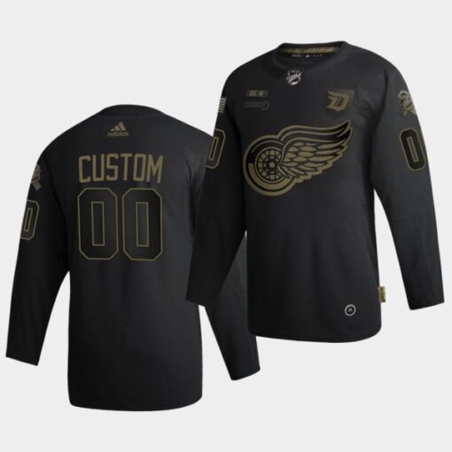 Detroit Red Wings Custom Salute To Service Black Jersey