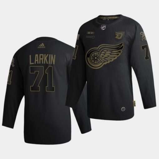 Detroit Red Wings Dylan Larkin 2020 Salute To Service Black Jersey