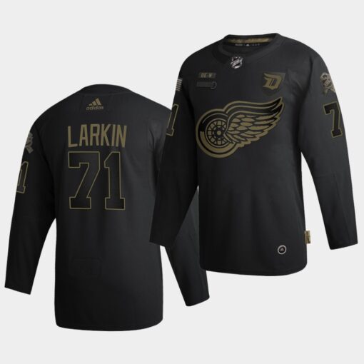 Detroit Red Wings Dylan Larkin 2020 Salute To Service Black Jersey