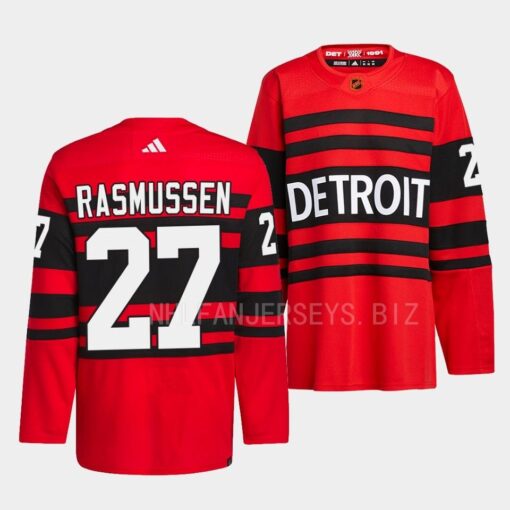 Detroit Red Wings Michael Rasmussen 2022 Reverse Retro 2.0 Red Jersey