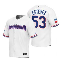 Dominican Republic Carlos Estevez White Replica 2023 World Baseball Classic Jersey