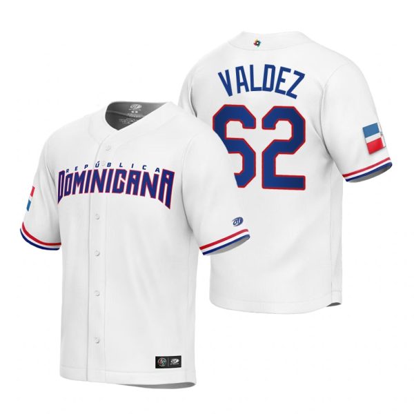 Dominican Republic Cesar Valdez White Replica 2023 World Baseball Classic Jersey Dominican Republic Cesar Valdez White Replica 2023 World Baseball Classic Jersey