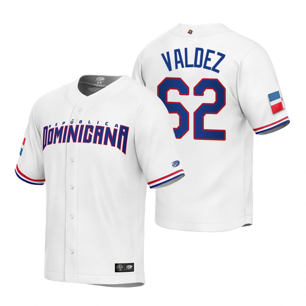 Dominican Republic Cesar Valdez White Replica 2023 World Baseball Classic Jersey Dominican Republic Cesar Valdez White Replica 2023 World Baseball Classic Jersey