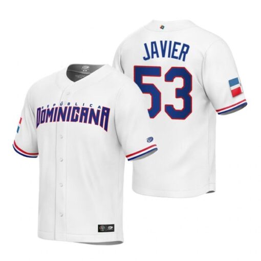 Dominican Republic Cristian Javier White Replica 2023 World Baseball Classic Jersey