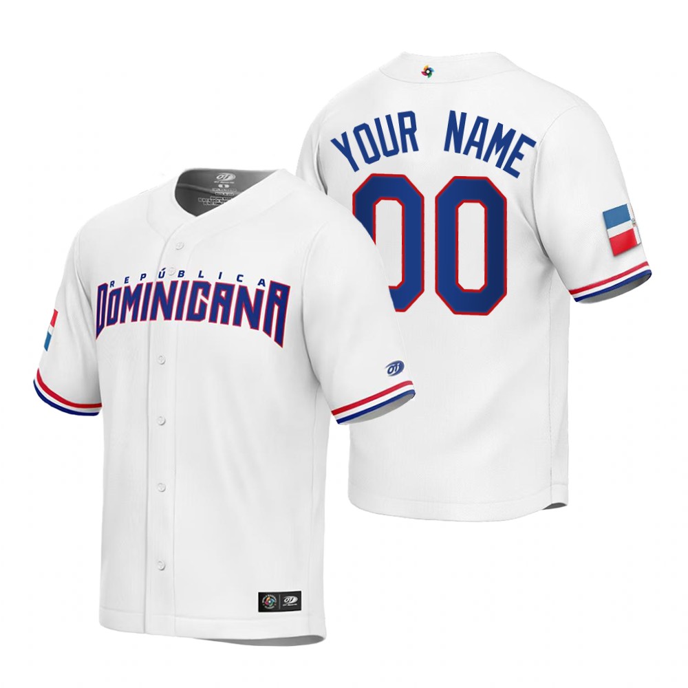 Dominican Republic Custom White Replica 2023 World Baseball Classic Jersey Dominican Republic Custom White Replica 2023 World Baseball Classic Jersey