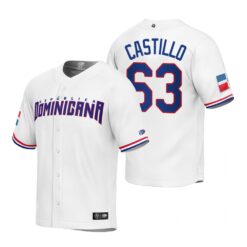 Dominican Republic Diego Castillo White Replica 2023 World Baseball Classic Jersey