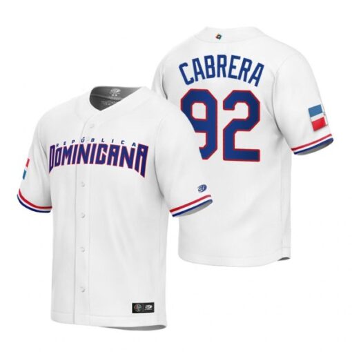 Dominican Republic Genesis Cabrera White Replica 2023 World Baseball Classic Jersey