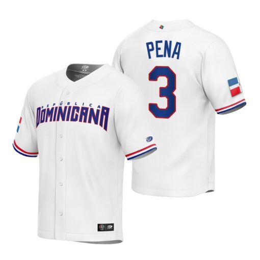 Dominican Republic Jeremy Pena White Replica 2023 World Baseball Classic Jersey