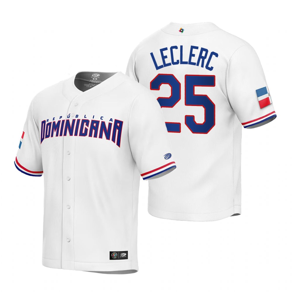 Dominican Republic Jose Leclerc White Replica 2023 World Baseball Classic Jersey Dominican Republic Jose Leclerc White Replica 2023 World Baseball Classic Jersey